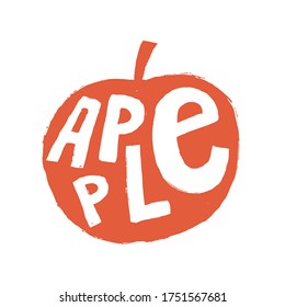 Fresh Apple Fruit for Emblem, Logo, Sign or Badge. Grungy Hand drawn style rough sketching.