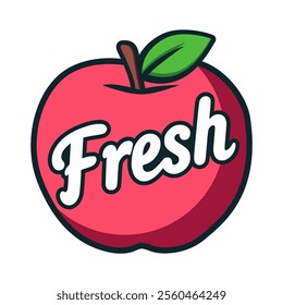 fresh apple fruit food sticker label healthy vector illustration template design