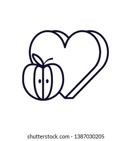 fresh apple fruit with heart
