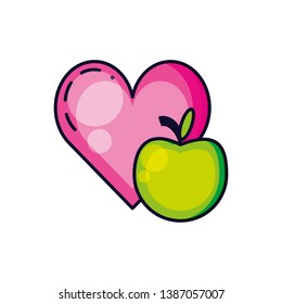 fresh apple fruit with heart