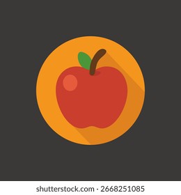 Ícone de fruta de maçã fresca na ilustração de estilo plano	