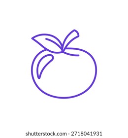 Fresh Apple Fruit Icon. Thin Line Illustration of Whole Apple with Leaf, Pictogram of Organic Food, Healthy Diet and Natural Nutrition, Symbol of Orchard Harvest and Farm Produce.