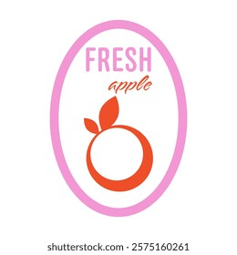 Fresh apple fruit sticker in flat design. Vector illustration isolated.