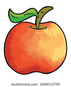 Fresh apple with green leaves vector illustration