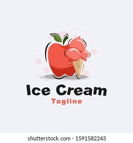 Fresh Apple ice cream logo design