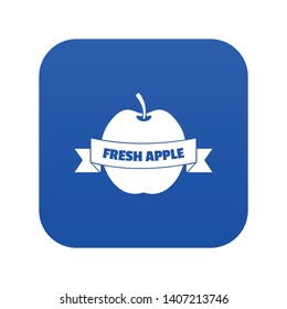 Fresh apple icon blue vector isolated on white background