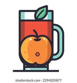 Fresh apple icon on yellow jar isolated