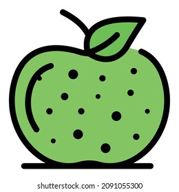 Icono de manzana fresca. Esquema de color de icono de vectores de manzana fresco aislado