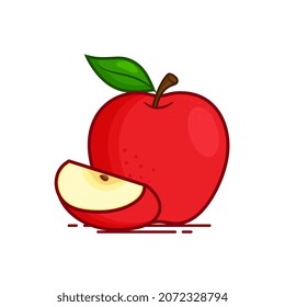 Icono de Apple fresco, ilustración vectorial con rebanada de manzana