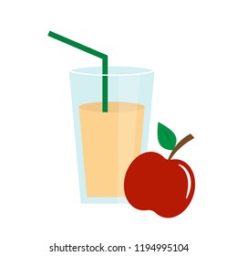 Fresh apple juice in a glass icon vector illustration