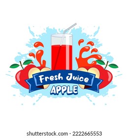 fresh apple juice illustration, a simple vector design