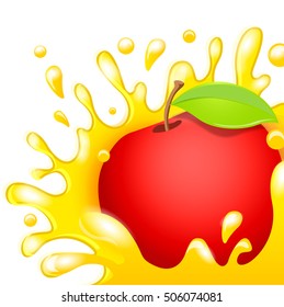 Fresh apple juice on white background