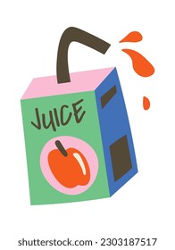 Fresh apple juice in package. Vector illustration