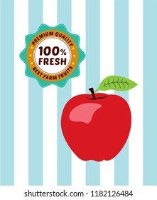 fresh apple and label. premium quality apples label. organic farm apple packaging design vector.