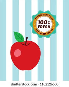 fresh apple and label. premium quality apples label. organic farm apple packaging design vector.