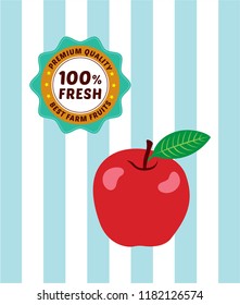 fresh apple and label. premium quality apples label. organic farm apple packaging design vector.
