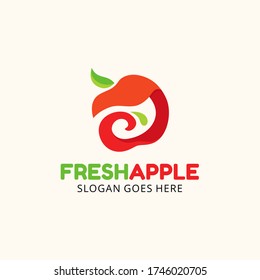 Concepto de logotipo de Apple fresco con formas abstractas similares a "a" para manzana 