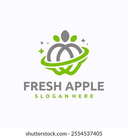 Fresh Apple logo design template. Apple leaf concept. Creative vector symbol.