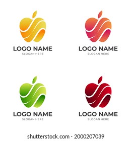 fresh apple logo template with flat colorful style