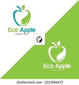 Fresh apple logo template green and white background