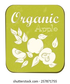 Fresh Apple Orange Label. Vector illustration. Retro fruit design. Vector old paper texture background.