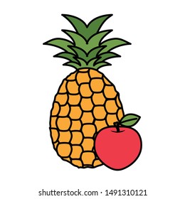 fresh apple and pineapple fruits