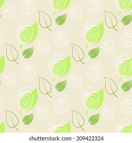 Fresh apple. Seamless pattern. Apple,green,leaf.