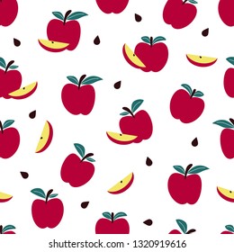 Fresh Apple Seamless Pattern Nature Background, Illustration Vector For Printing Fabric