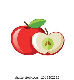 Fatias de maçã fresca ilustração vetor plana isolada sobre fundo branco.
