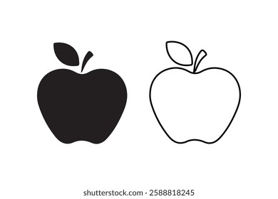 Fresh Apple Vector Icon for Healthy Food and Nutrition Design. Minimal Apple Icon in Flat and Outline Style for Digital Use. Juicy Red and Green Apple Vector Illustration for Organic Food Concepts