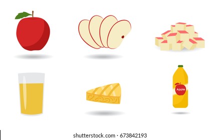 fresh apple vector icon set