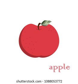 fresh apple white background, summer fruit, vegan food, Design for textiles, labels, posters. Vector illustration.