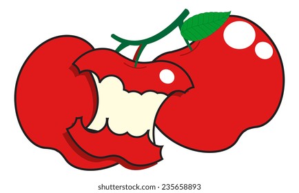 Fresh Apples with Eated Apple