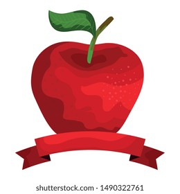 fresh apples fruits with ribbon seal