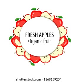Fresh apples label vector illustration. Organic fruit