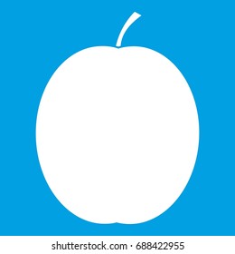 Fresh apricot icon white isolated on blue background vector illustration