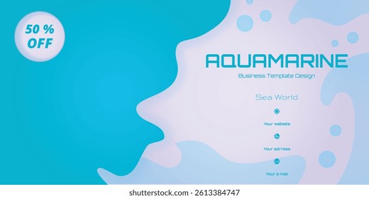 Fresh aquamarine style banner with modern fluid shapes blue colour, perfect for ocean themed promo