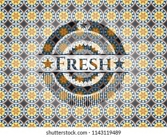 Fresh arabic style emblem. Arabesque decoration.