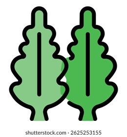 Fresh arugula icon. Outline fresh arugula vector icon color flat isolated