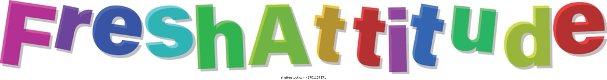 Atitude nova ilustração vetorial multicolor tipografia mensagem positiva para o seu design