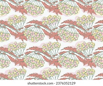 Patrón transparente de otoño fresco con racimos de flores en colores de otoño para empaque, papel de envoltura, invitación, tela, apariencia, decoración de bodas