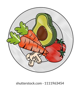 fresh avocado with carrot and mushroom vegetarian food