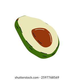Fresh avocado cut in half featuring a creamy interior and brown seed, perfect for healthy dishes and snacks