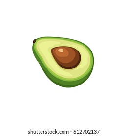 Fresh avocado cut in half icon isolated on white background.  