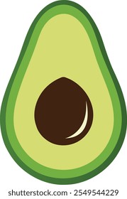 Fresh Avocado Fruit Colorful Vector Illustration