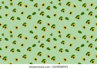 Fresh avocado fruit and green  drawn with geometric shapes on cream background. For making pillow cases, handkerchiefs, gift wrapping paper and book covers.