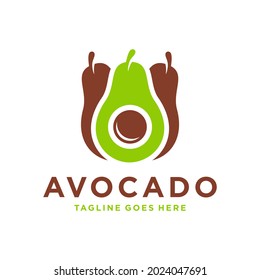 diseño de logotipo de ilustración de frutas de aguacate fresco