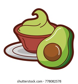 fresh avocado with guacamole sauce