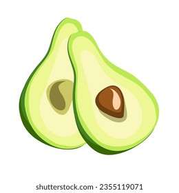 fresh avocado half art drawn