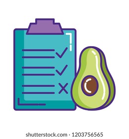 fresh avocado half with checklist